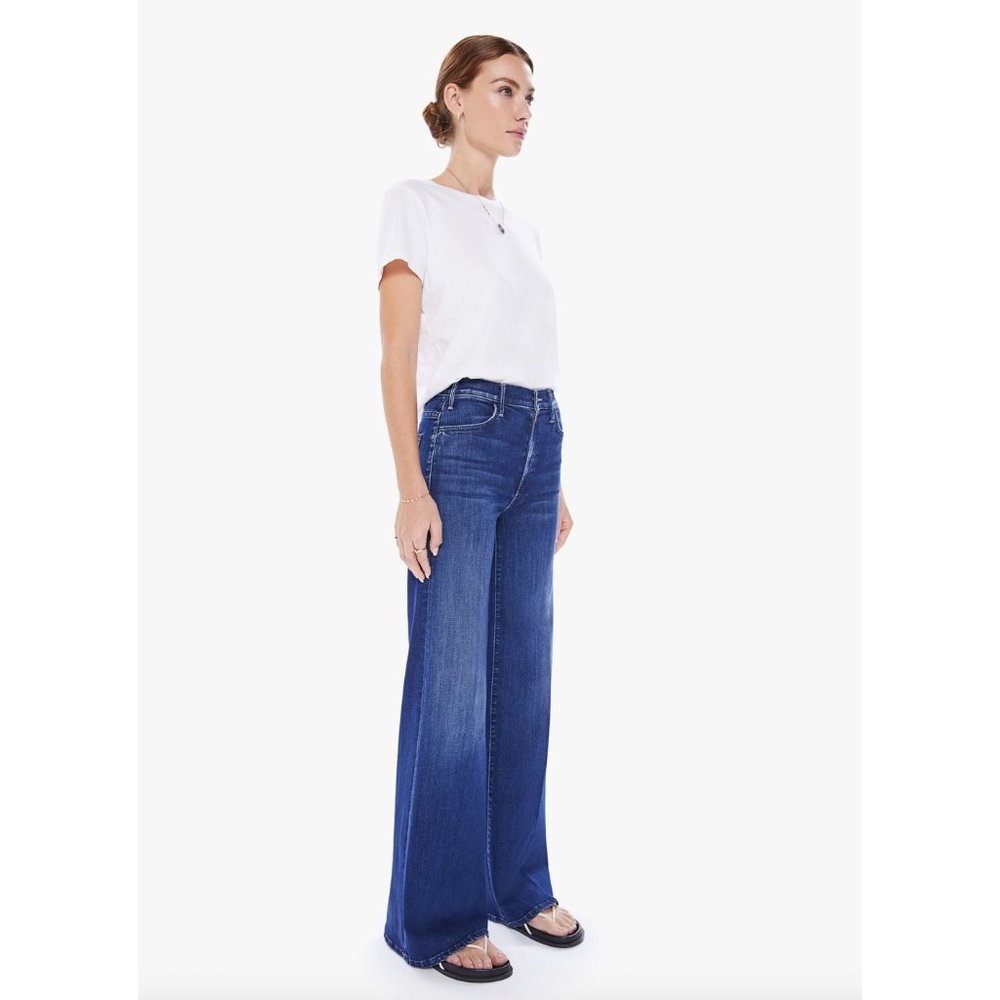 Mother The Hustler Roller Sneak In Heirloom Size 25 Blue Denim Jeans - Picture 2 of 6